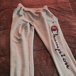Champion Gray Script Logo Sweatpants